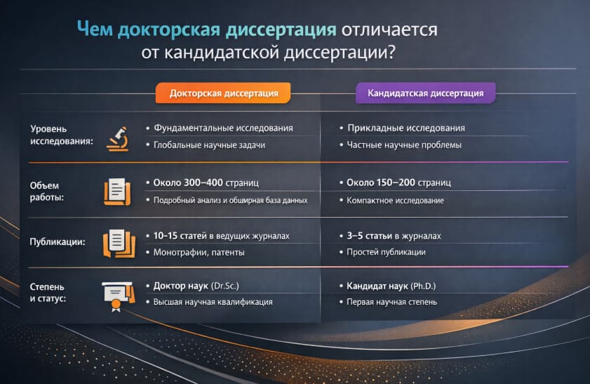 Чем докторская диссертация отличается от кандидатской диссертации