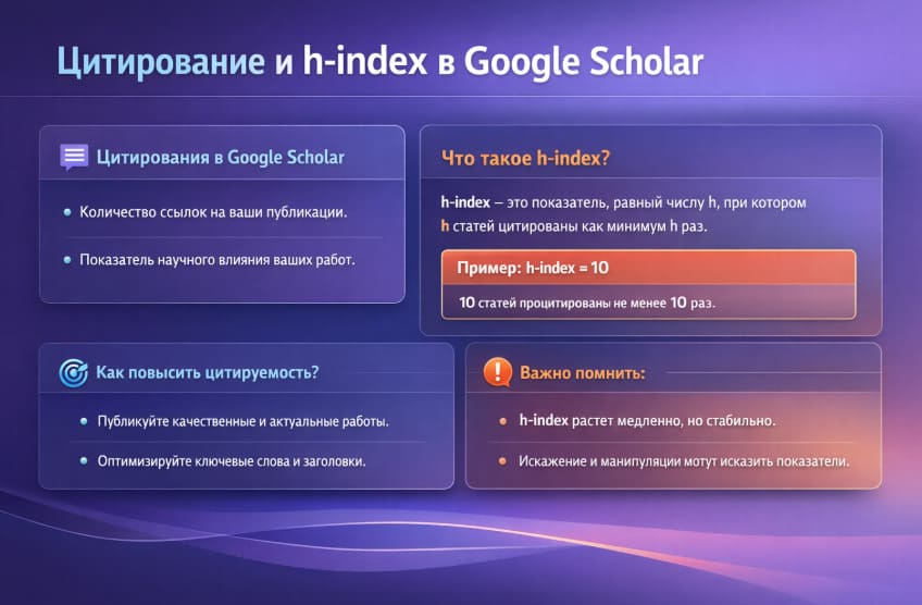 Цитирование и h-index в Google Scholar