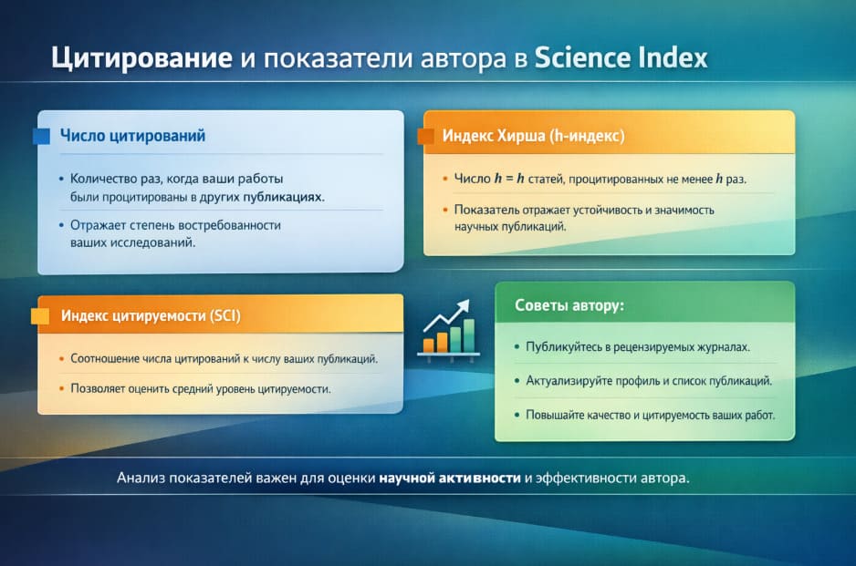 Цитирование и показатели автора в Science Index
