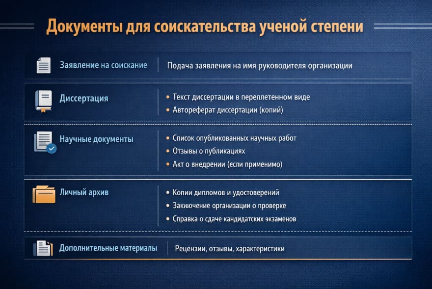 Документы для соискательства ученой степени