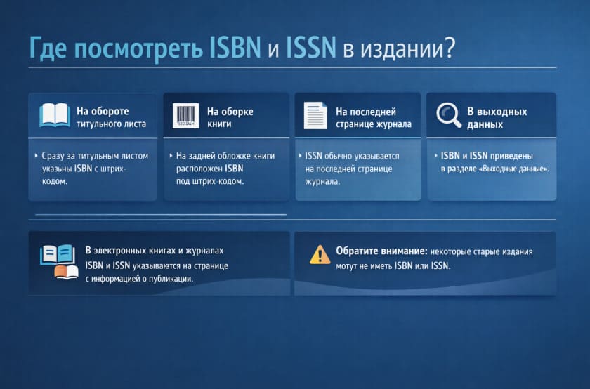 Где посмотреть ISBN и ISSN в издании
