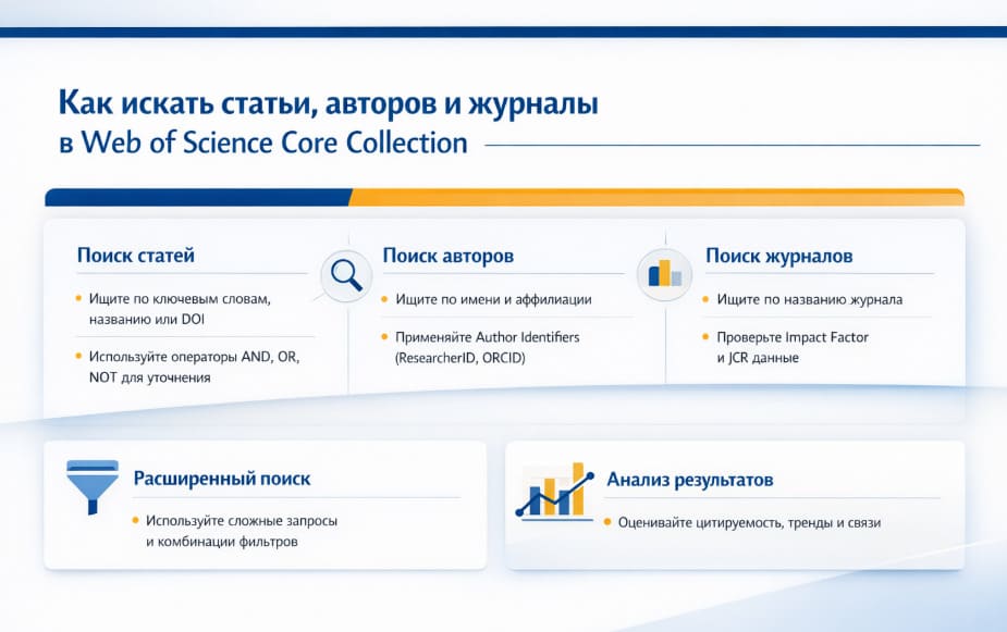 Как искать статьи, авторов и журналы в Web of Science Core Collection
