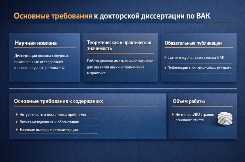 Основные требования к докторской диссертации по ВАК