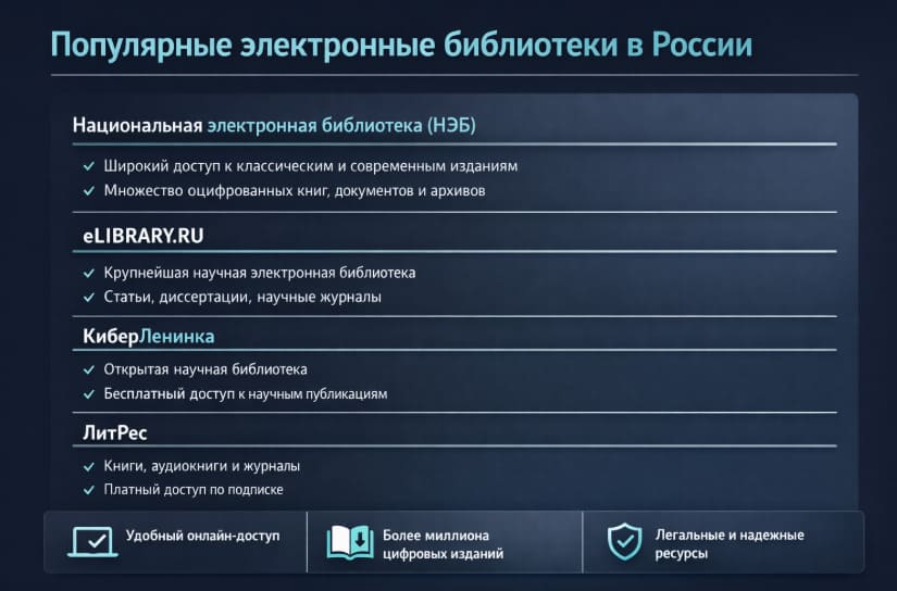 Популярные электронные библиотеки в России