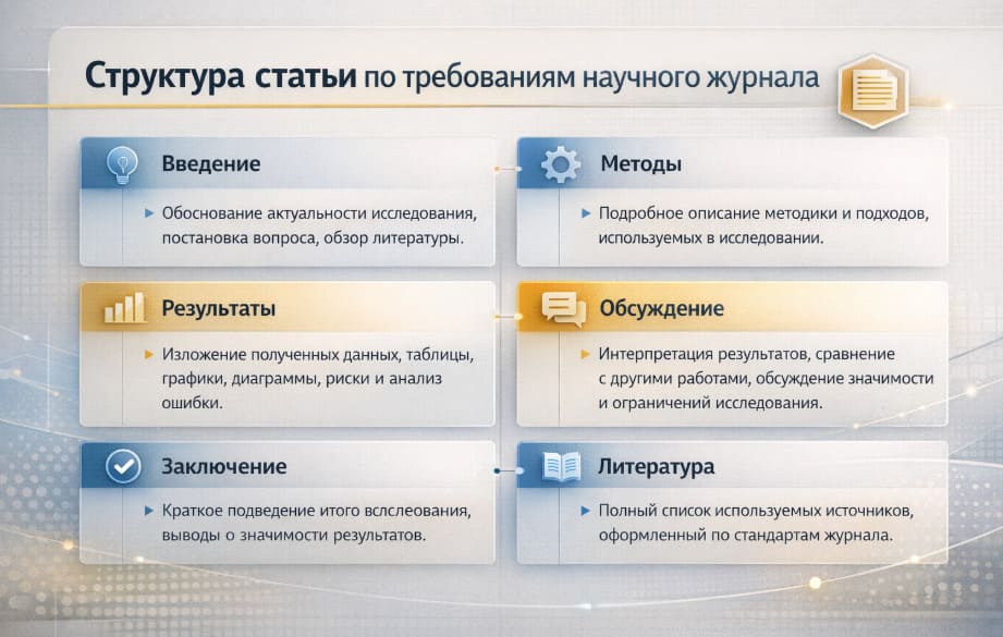 Структура статьи по требованиям научного журнала