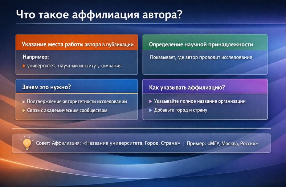Что такое аффилиация автора