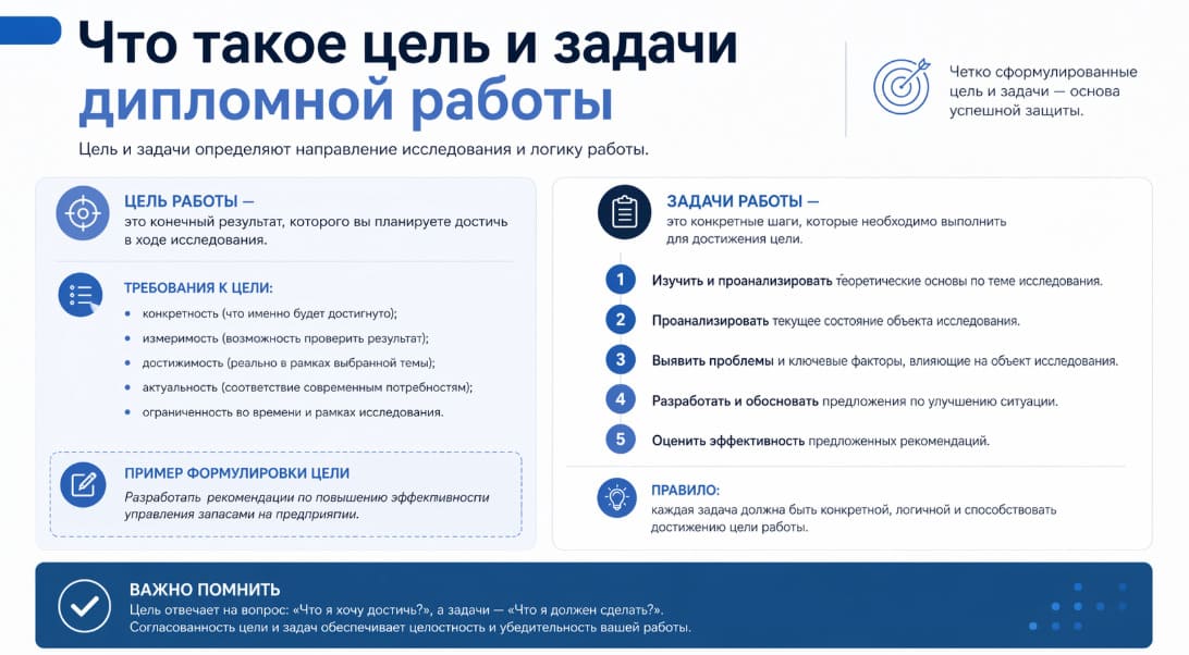 Что такое цель и задачи дипломной работы