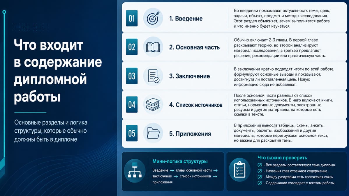 Что входит в содержание дипломной работы