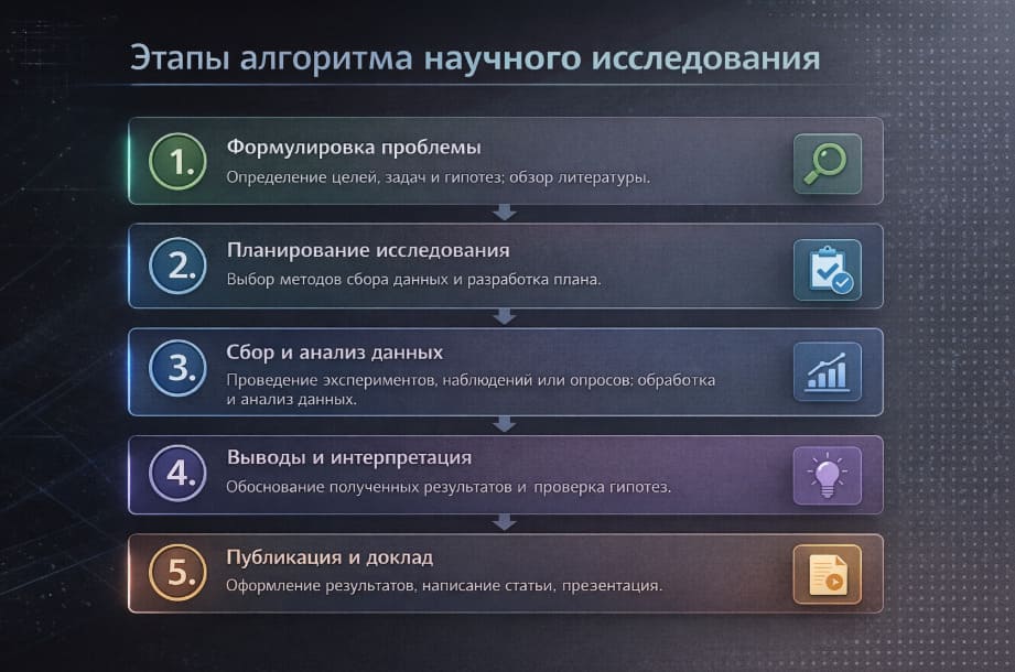 Этапы алгоритма научного исследования