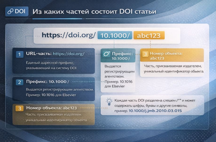 Из каких частей состоит DOI статьи