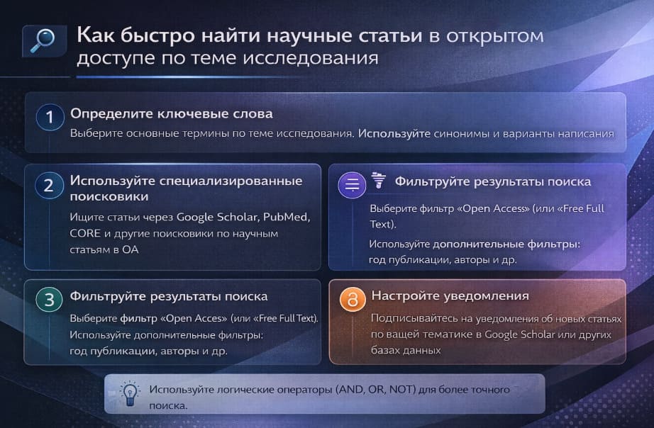 Как быстро найти научные статьи в открытом доступе по теме исследования