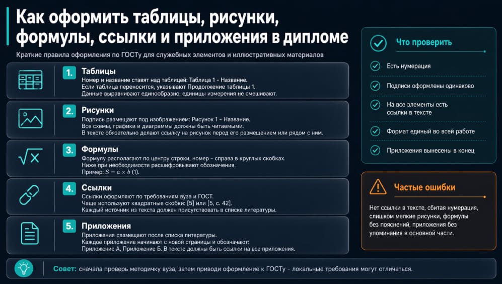 Как оформить таблицы, рисунки, формулы, ссылки и приложения в дипломе