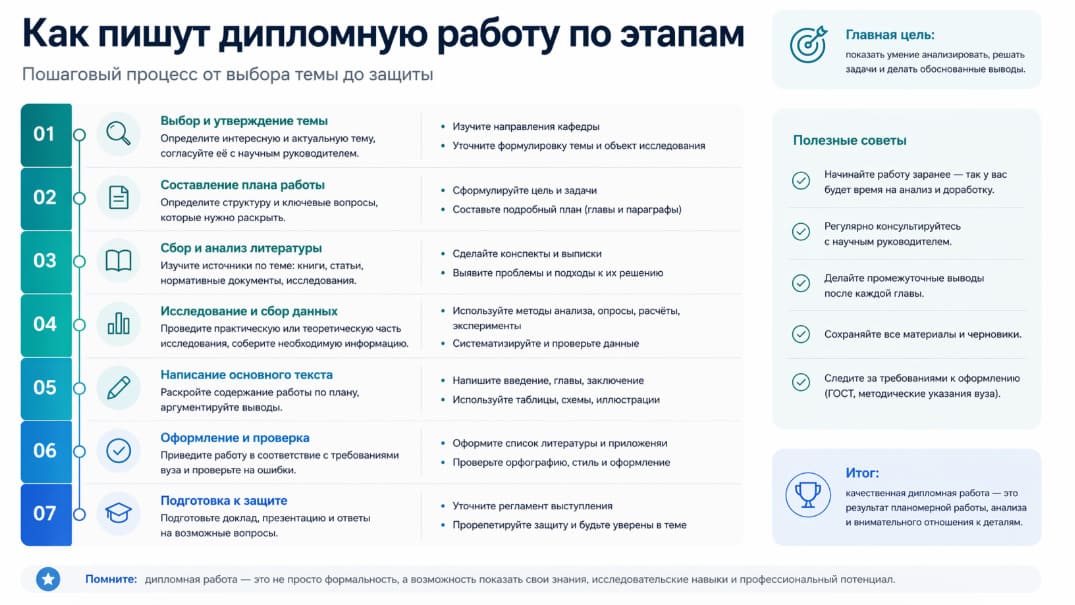 Как пишут дипломную работу по этапам