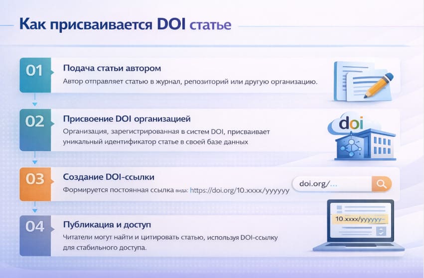 Как присваивается DOI статье