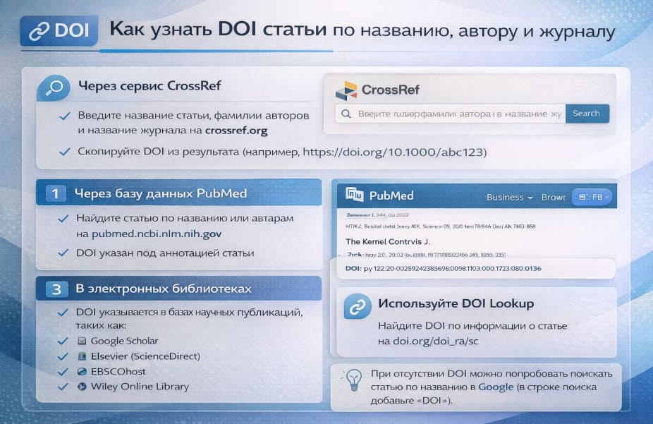 Как узнать DOI статьи по названию, автору и журналу