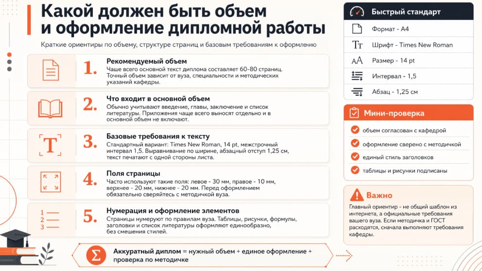 Какой должен быть объем и оформление дипломной работы
