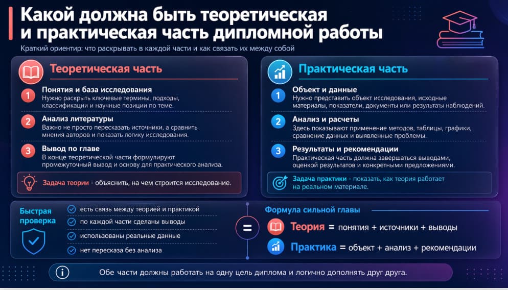 Какой должна быть теоретическая и практическая часть дипломной работы
