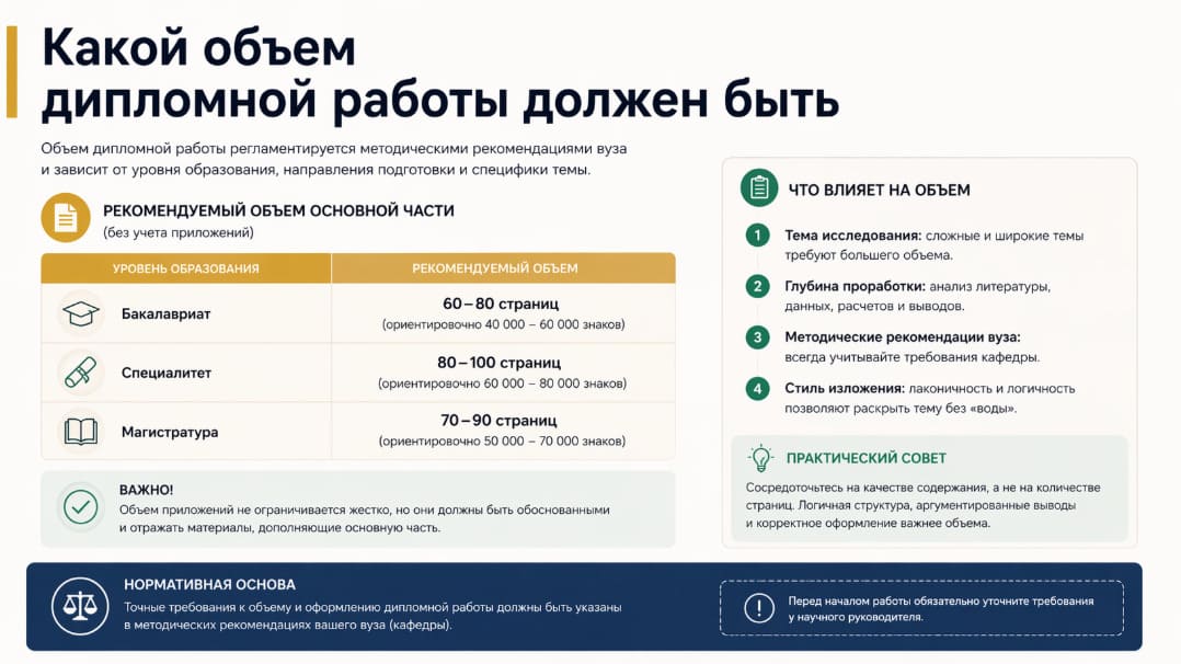 Какой объем дипломной работы должен быть