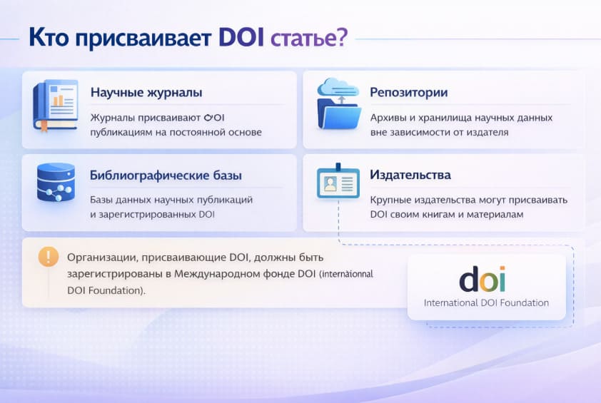 Кто присваивает DOI статье