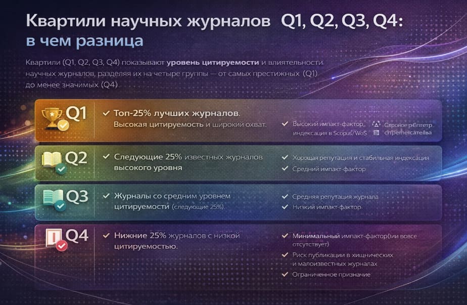 Квартили научных журналов Q1, Q2, Q3, Q4: в чем разница