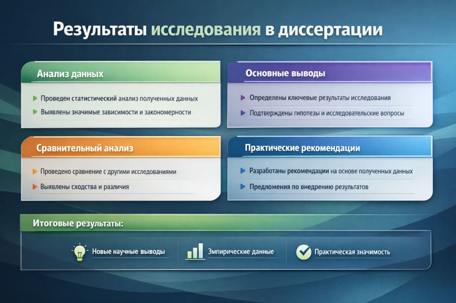 Результаты исследования в диссертации