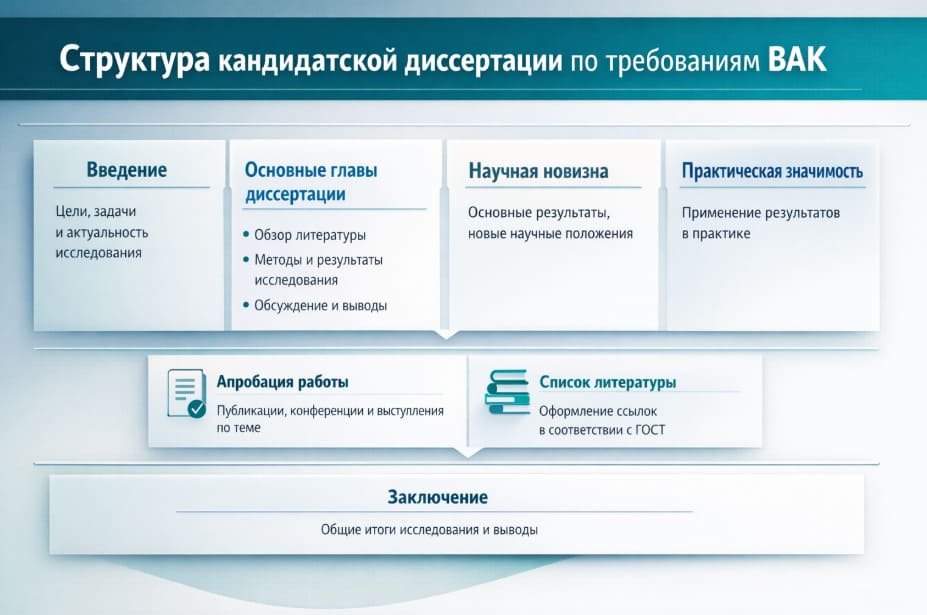 Структура кандидатской диссертации по требованиям ВАК