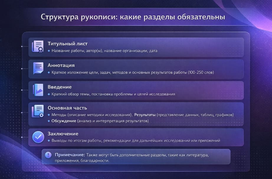 Структура рукописи: какие разделы обязательны