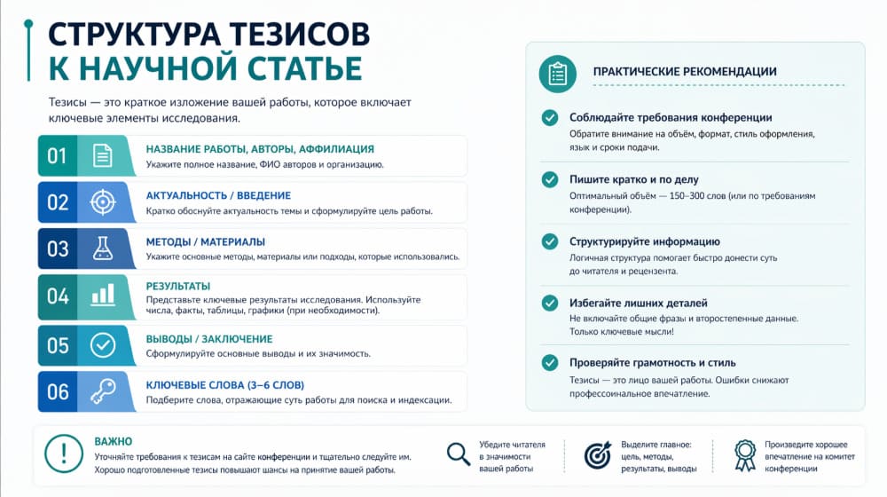 Структура тезисов к научной статье