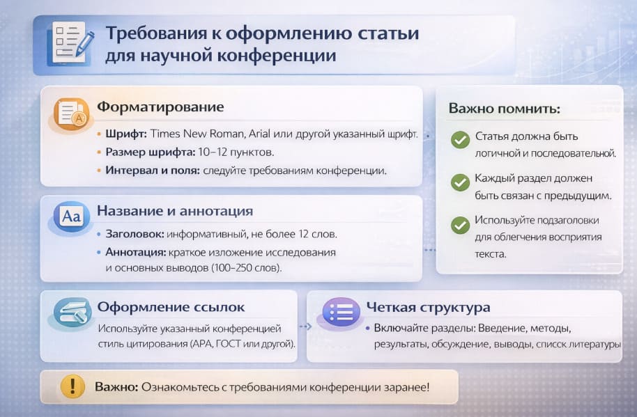 Требования к оформлению статьи для научной конференции