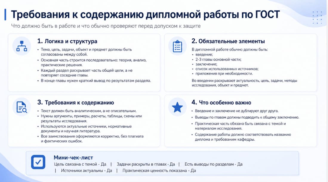 Требования к содержанию дипломной работы по ГОСТ