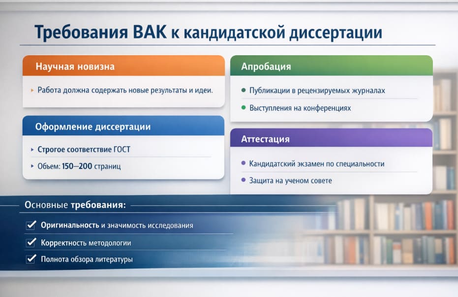 Tребования ВАК к кандидатской диссертации