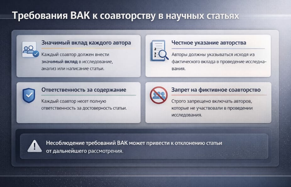 Требования ВАК к соавторству в научных статьях