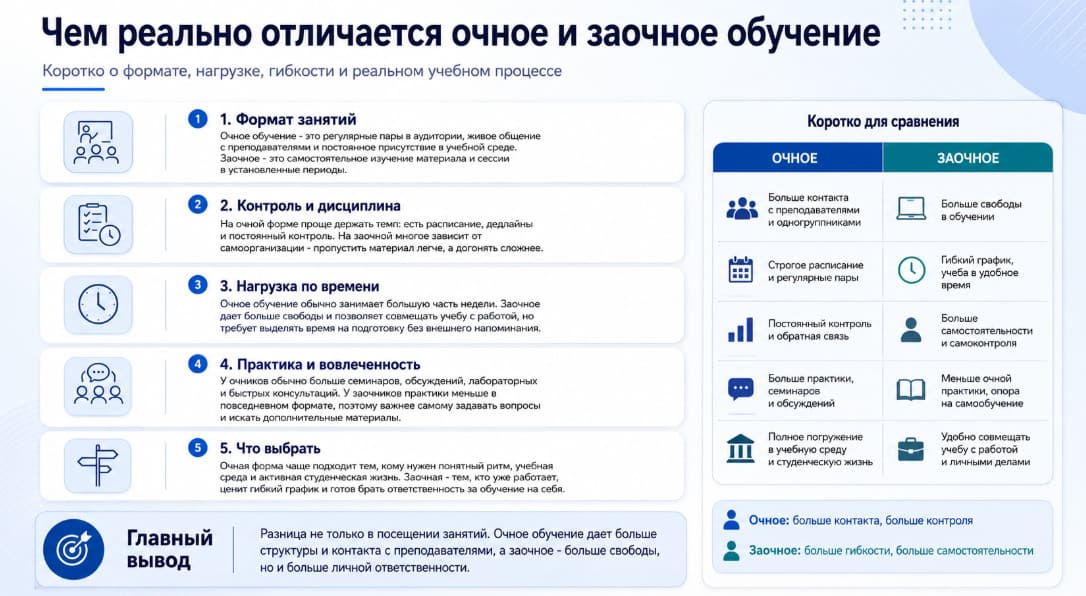 Чем реально отличается очное и заочное обучение