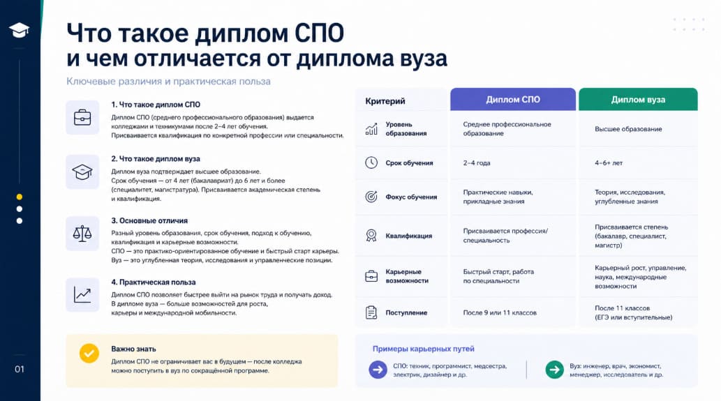 Что такое диплом СПО и чем отличается от диплома вуза