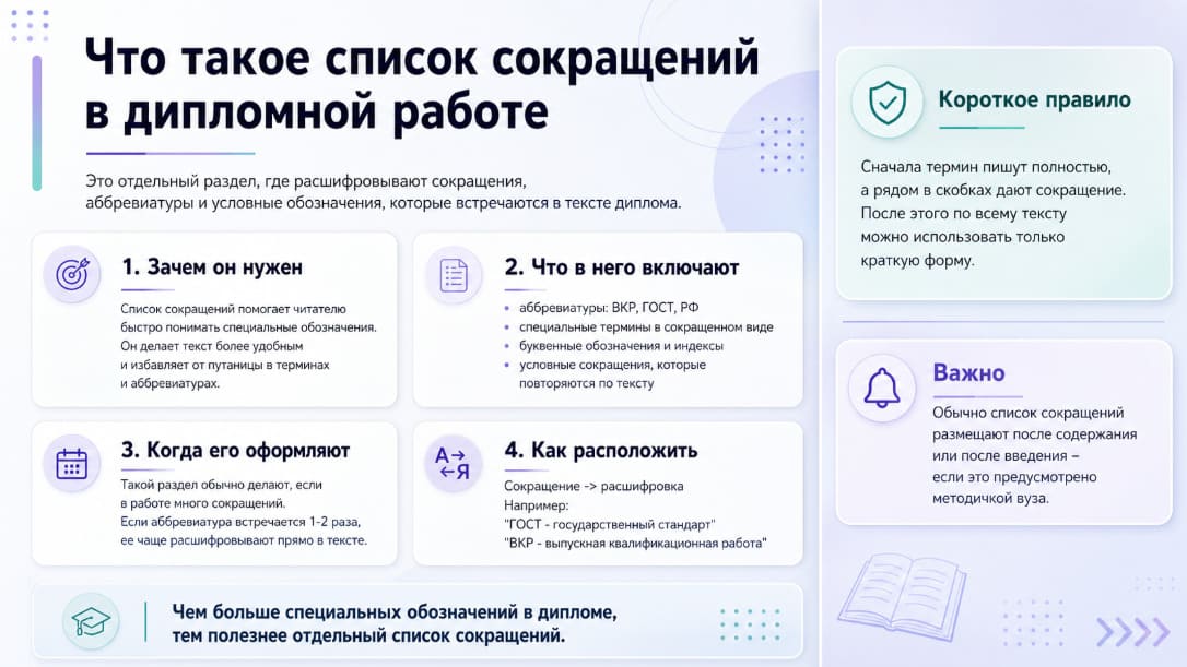 Что такое список сокращений в дипломной работе