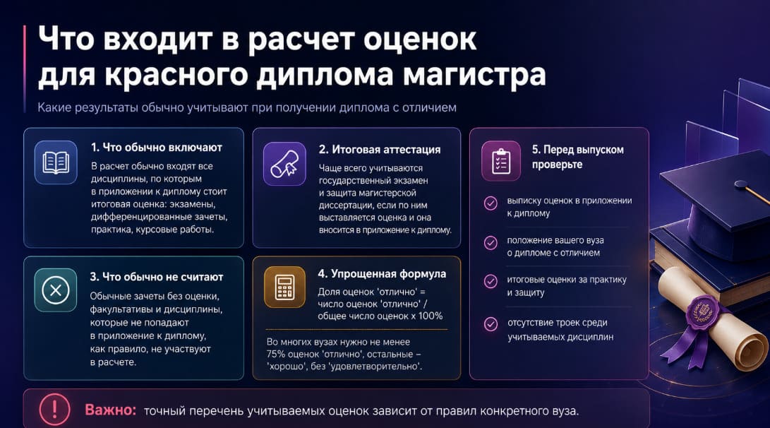 Что входит в расчет оценок для красного диплома магистра