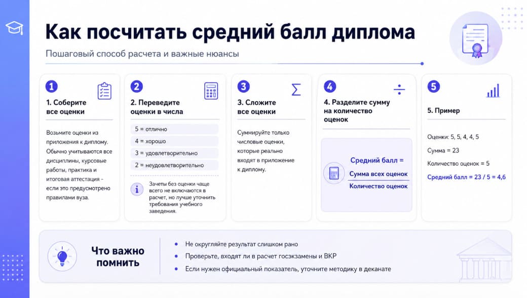 Как посчитать средний балл диплома