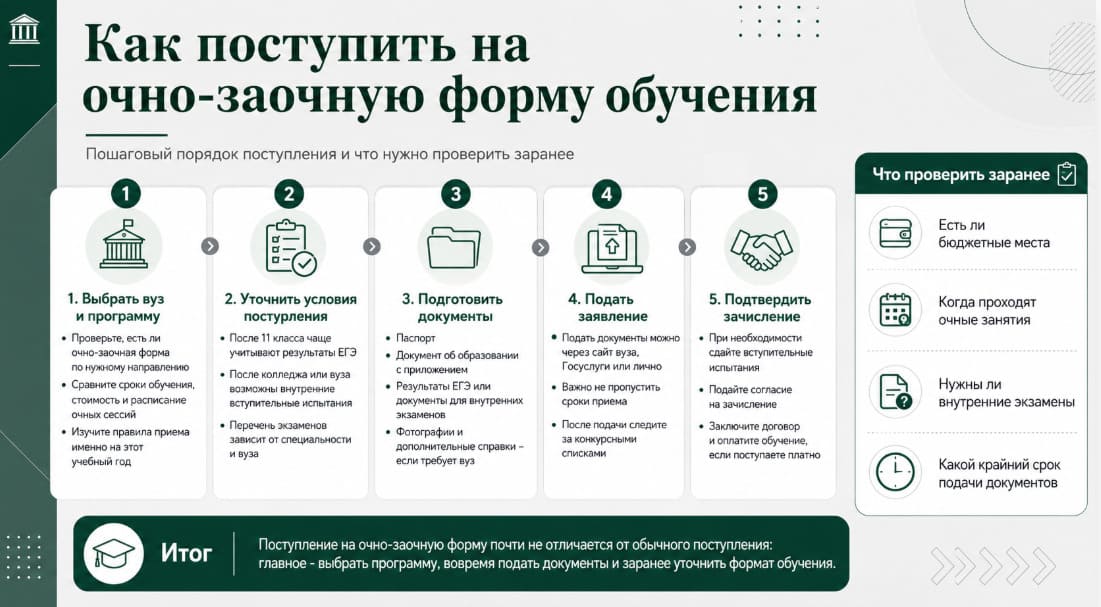 Как поступить на очно-заочную форму обучения