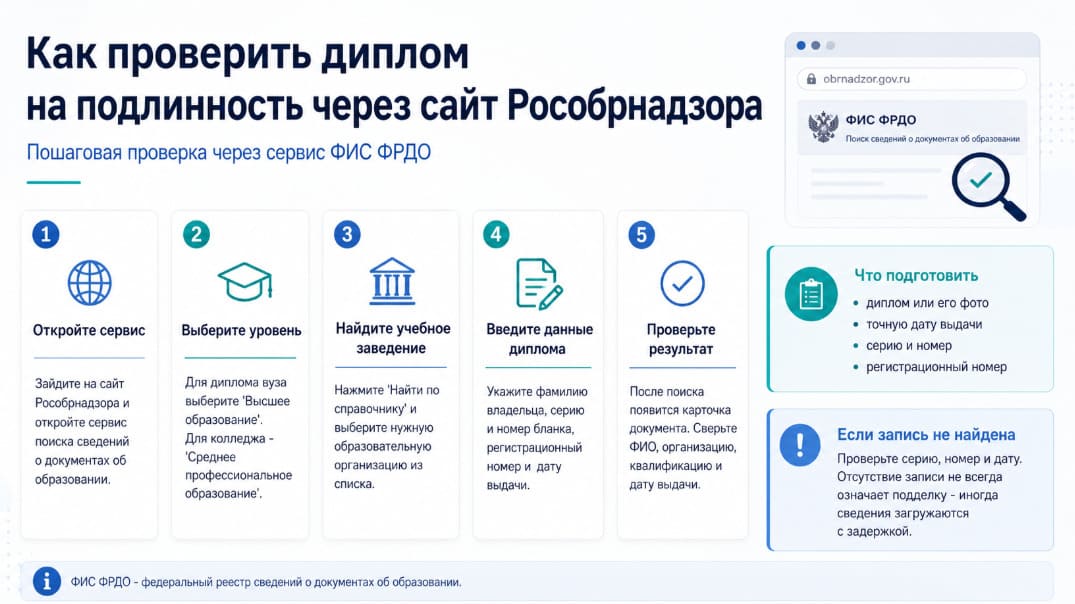Как проверить диплом на подлинность через сайт Рособрнадзора