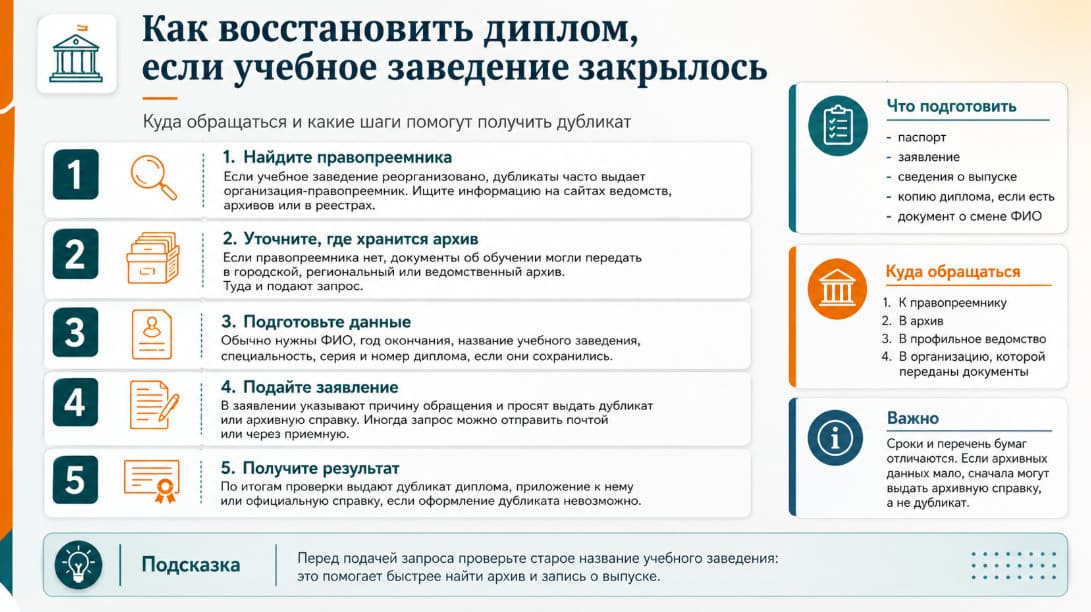 Как восстановить диплом если учебное заведение закрылось