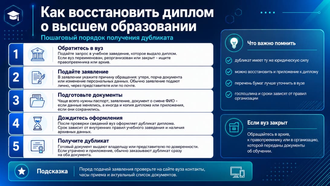 Как восстановить диплом о высшем образовании