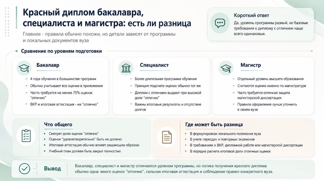 Красный диплом бакалавра, специалиста и магистра: есть ли разница