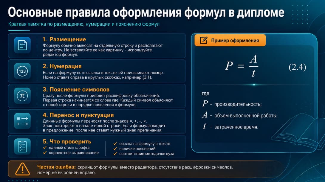 Основные правила оформления формул в дипломе