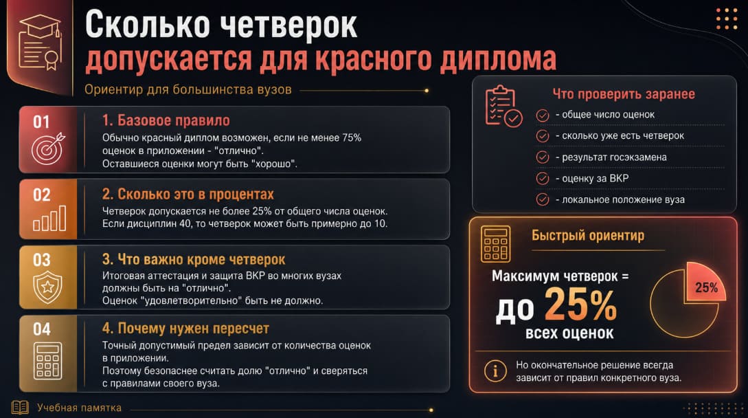 Сколько четверок допускается для красного диплома