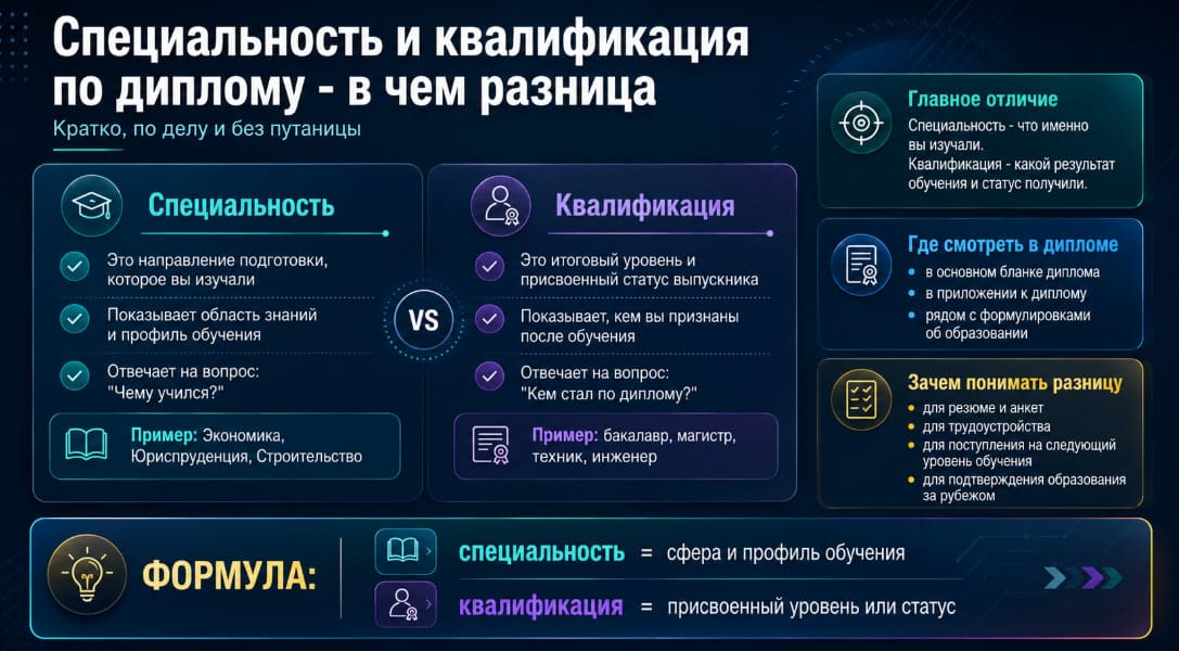 Специальность и квалификация по диплому - в чем разница