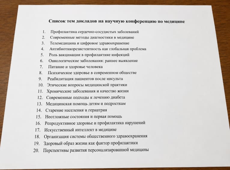 Темы докладов на конференцию по медицине