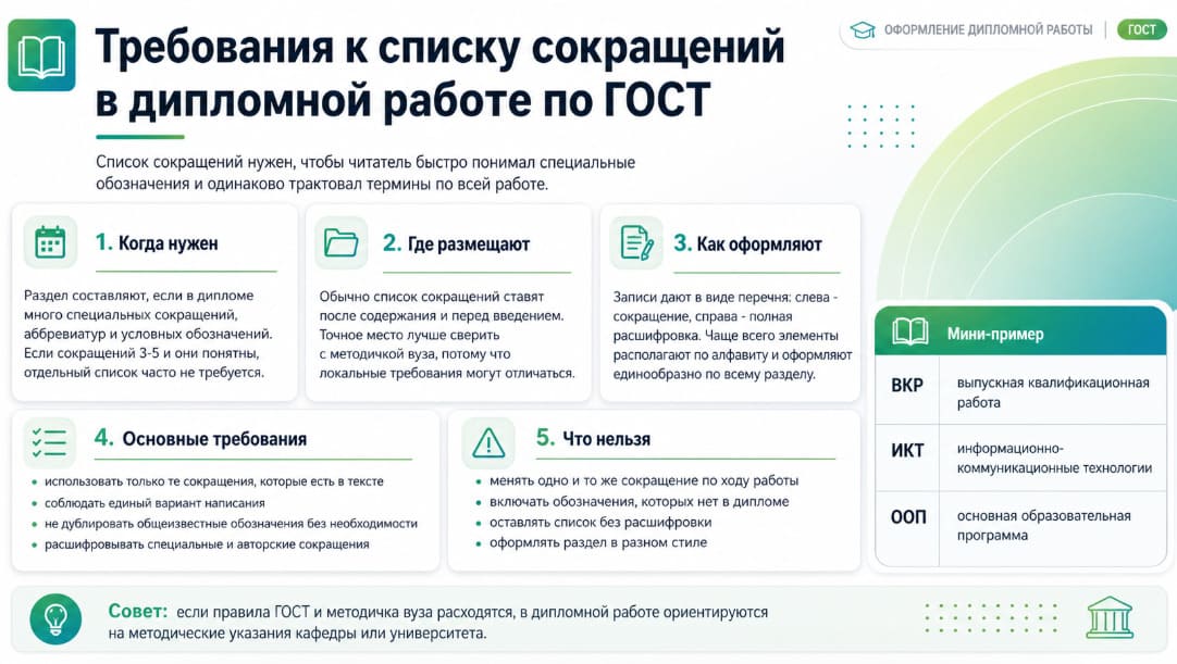 Требования к списку сокращений в дипломной работе по ГОСТ