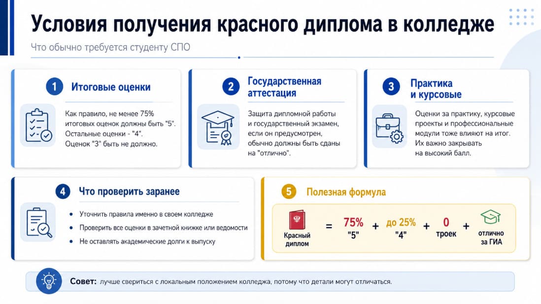 Условия получения красного диплома в колледже