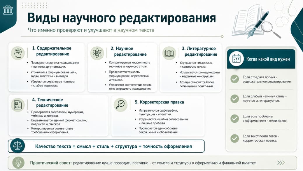 Виды научного редактирования