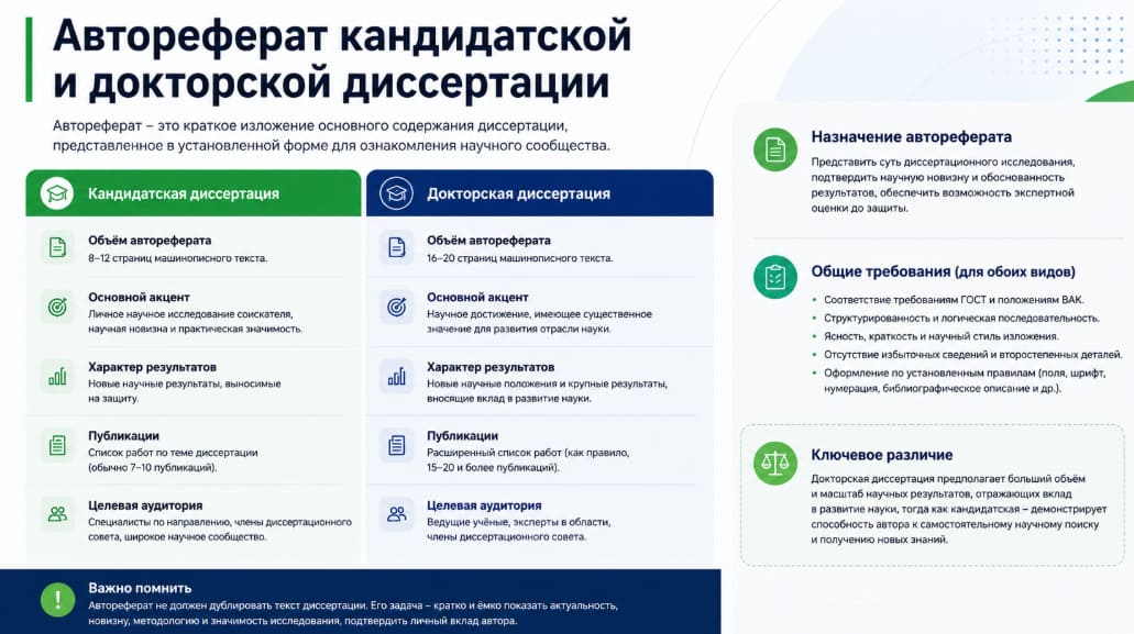 Автореферат кандидатской и докторской диссертации